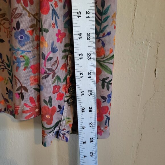 Natural Life Top Women's XL Multicolor Floral Sheer Rusched Front Carina Boho - Picture 7 of 9